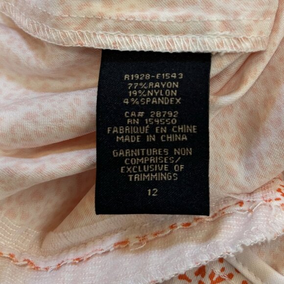 Renuar Women's Size 12 Orange & White Patterned Pants - Picture 7 of 10